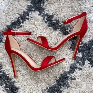 Red velvet heels